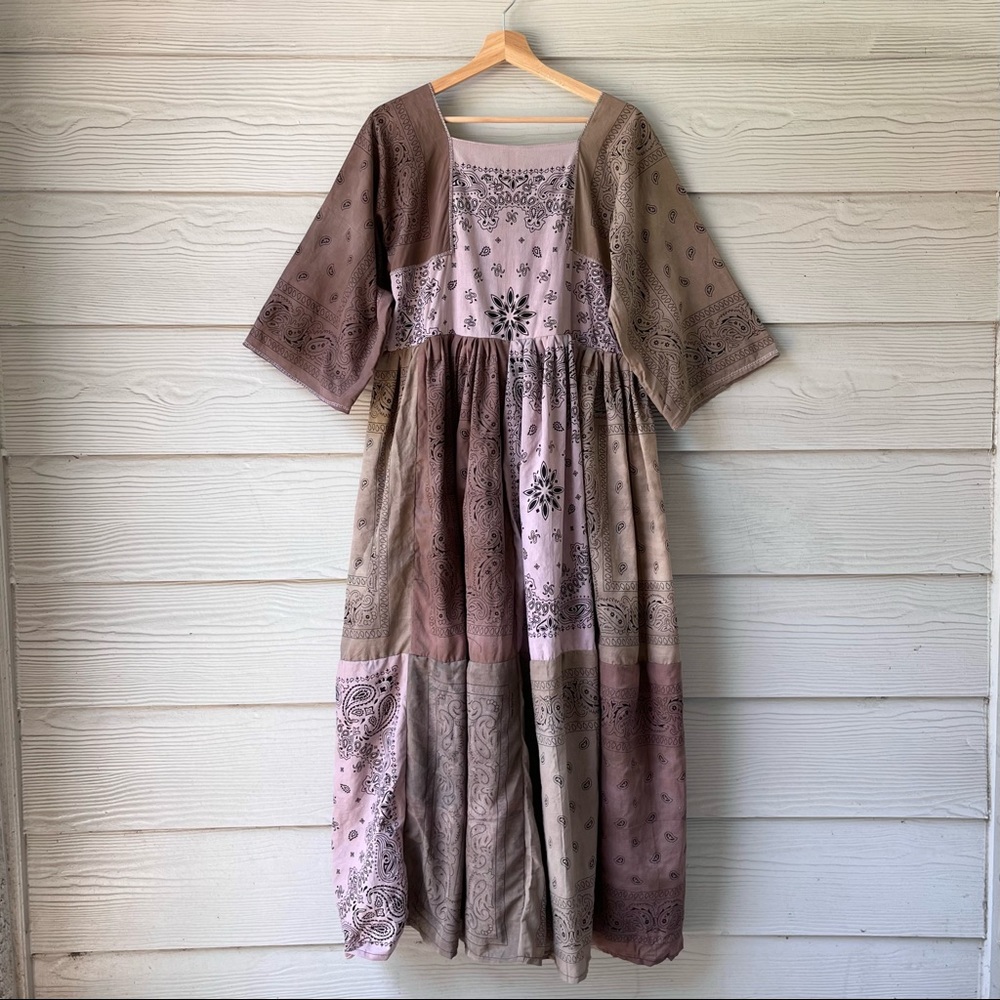 Handmade Bandana Dress SKU 02858 Muddy Earthy Maxi - Picture 3 of 16